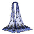 Women Embroidered Peacock Long Shawl Scarf